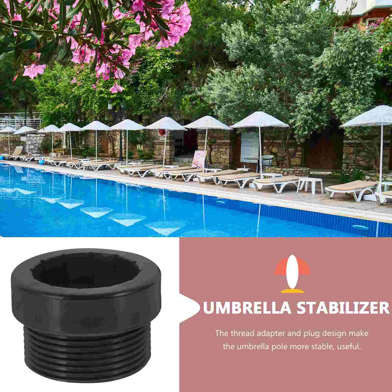 2 Pcs Swimming Pool Umbrella Stabilizer Outdoor Base Beach Stand Threaded Adapter Deck Patio