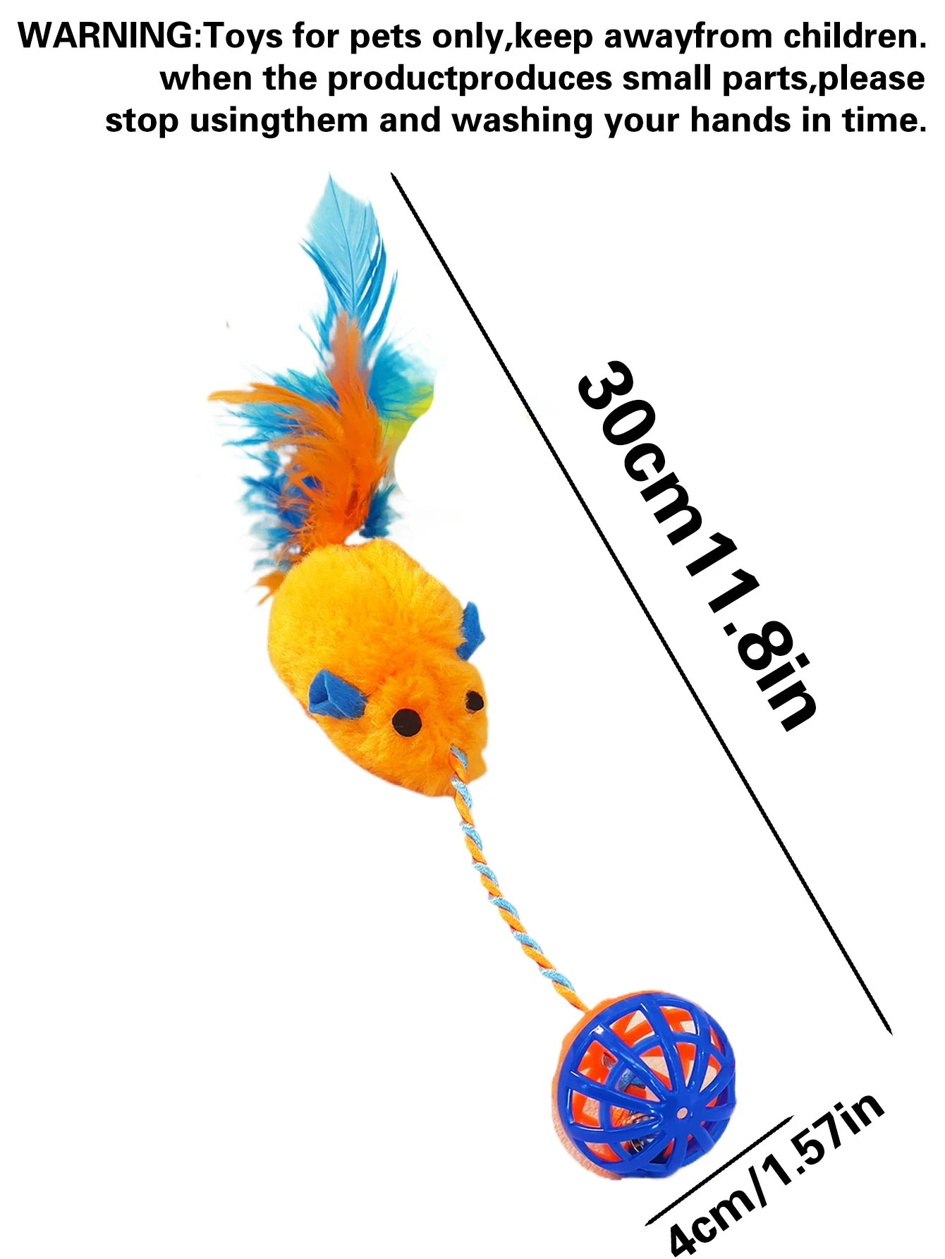 A Stuffed With A String Sounding Bell Ball Teases The Mouse Feather Mouse Cat Self-hi Toy Toy Cat Jouets Chat