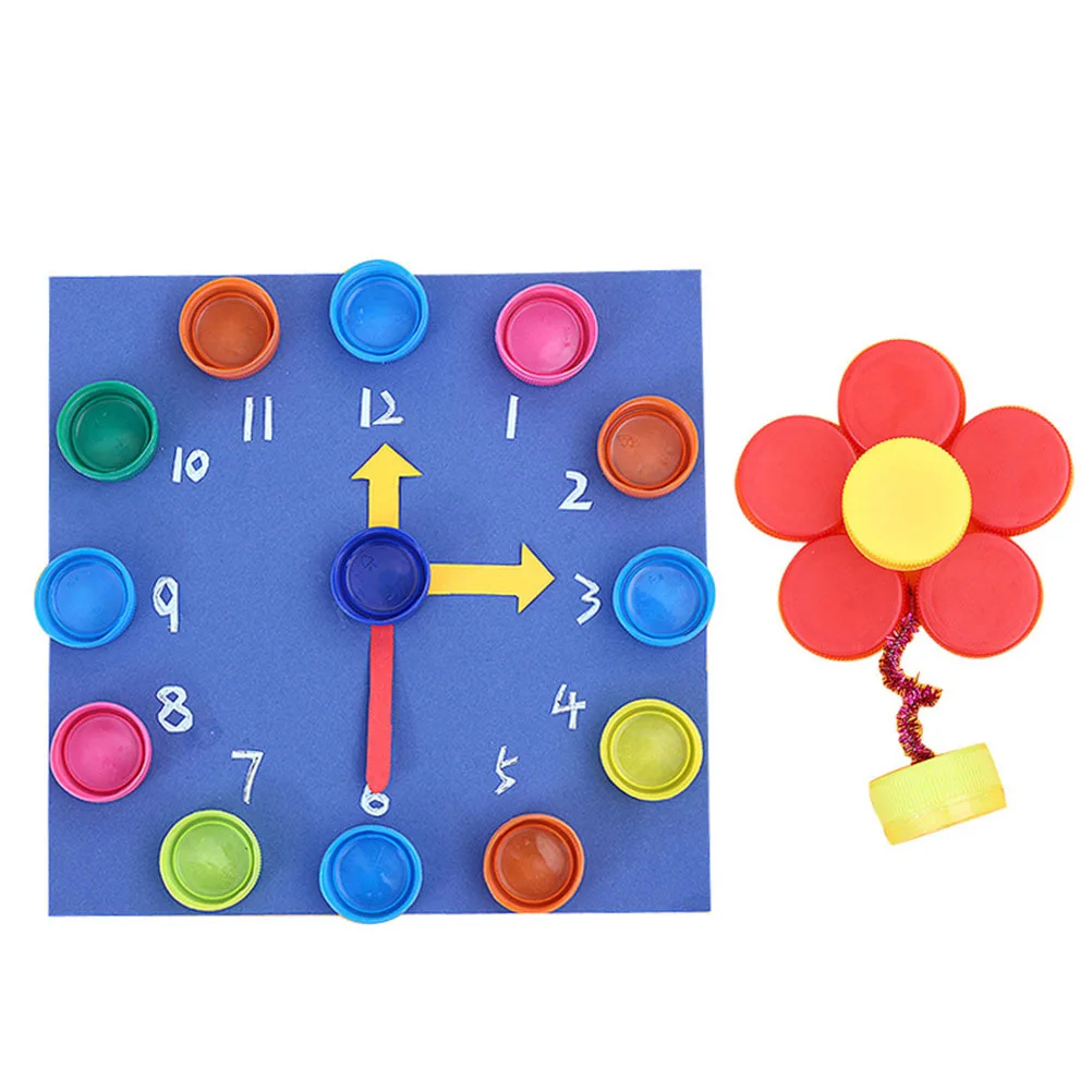 100Pcs Colorful Bottle Caps Plastic DIY Handcraft Material Assorted 14 Colors Art Projects for Imagination and Skill