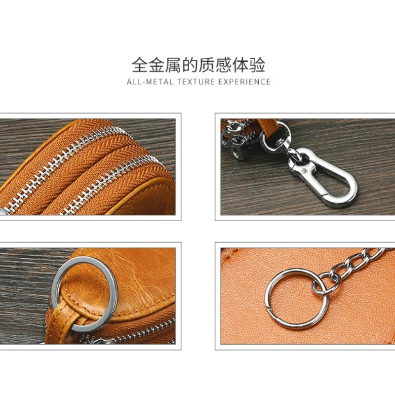 New Vintage Oilskin Car Key Bag Car Keychain Covers Men Key Holder Leather Housekeeper Key Organizer Zipper Case Bag Pouch Purse