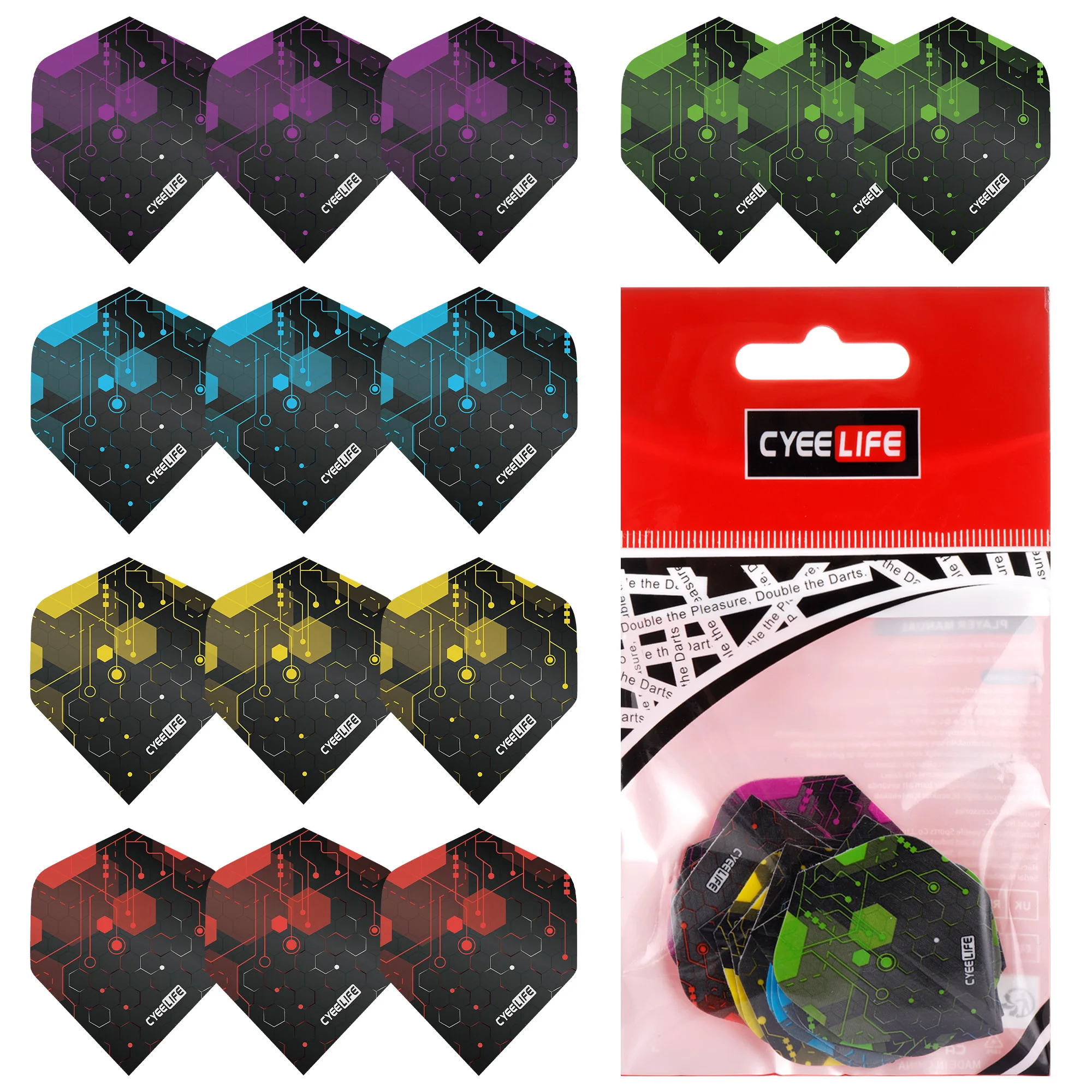 

CyeeLife 15PCS Standard Dart Flights Nice Darts Flight Dardos Feather Outdoor Wing Tail Pattern