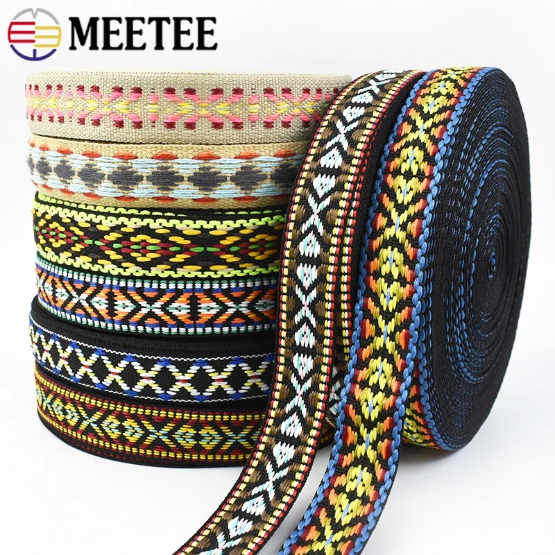 

10M 20mm Polyester Jacquard Webbings Belt Strap Lace Ribbons Decorative Webbing Tapes Bags DIY Bias Binding Clothing Accessories