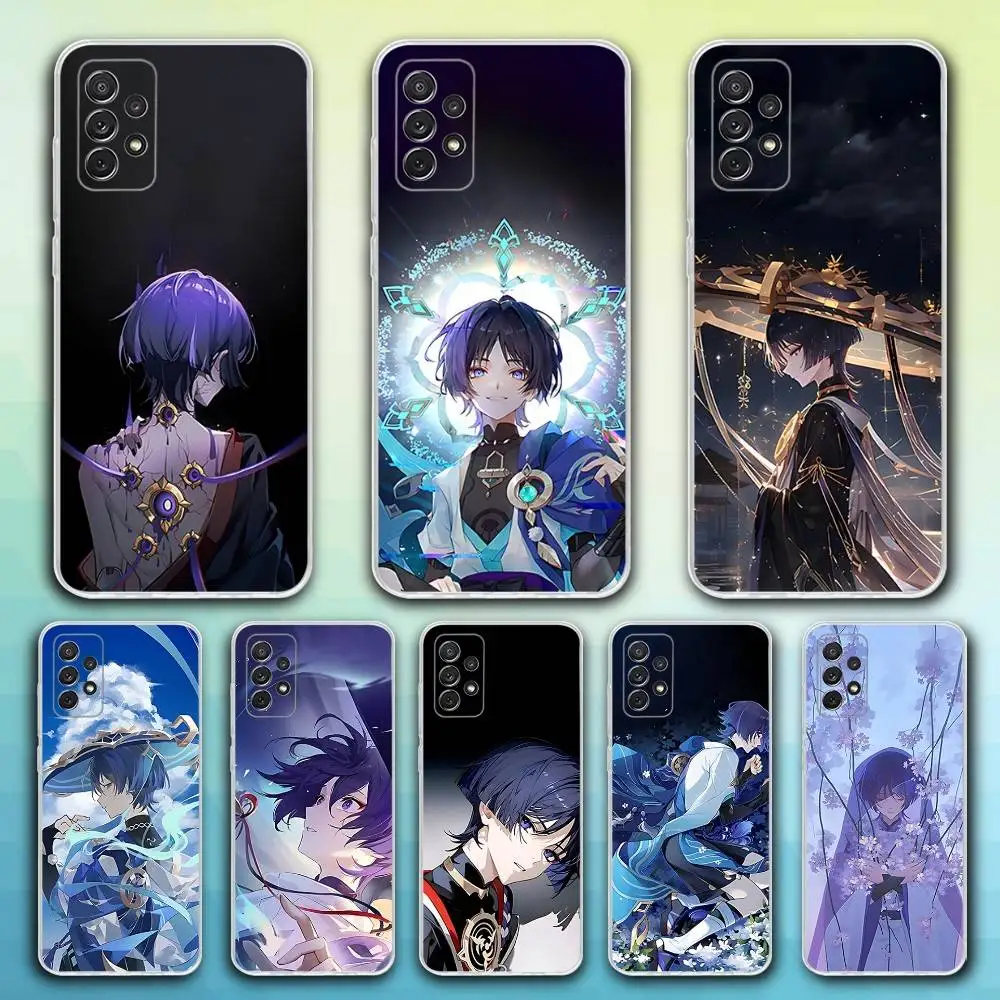 

G-Genshin Game Scaramouche Phone Case For Samsung S30,23,21,22,20, FE lite,S10,9,8,7 PIus Note20ultra Soft Transparent