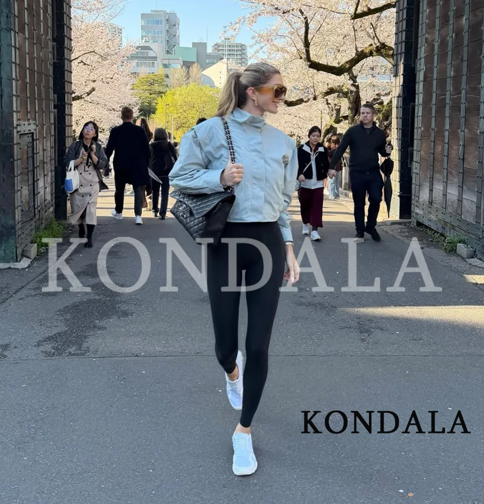 KONDALA Woman High Street Trendy Stand-up Jacket 2026 Summer Fashion Casual Lightweight Zip-up Jacket Ladies Holiday Chic Jacket