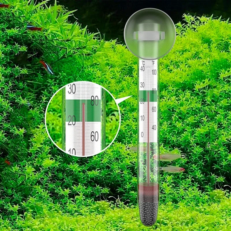 Floating Aquarium Thermometer Fish Tank Glass Temperature Measuring Tool With Suction Cup Fahrenheit Celsius Accessories