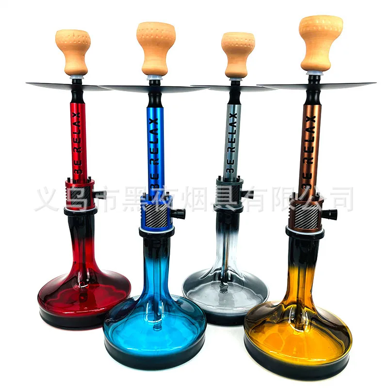 

Arabic hookah colored hollow out large single tube aluminum alloy glass 3e relax shisha hookah