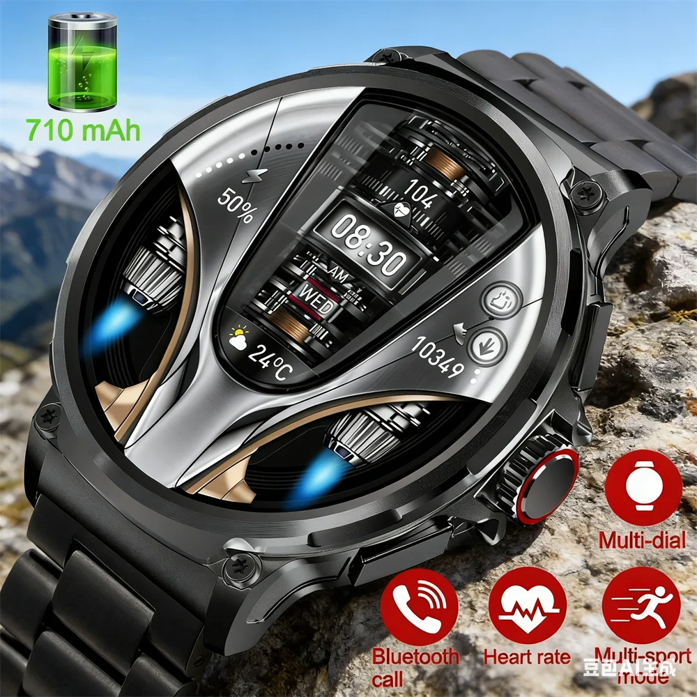 

New V69 SmartWatch 1.85 Inch HD Display Bluetooth Call Men's Sports Fitness Tracker Heart Monitor 710mAh Men 2025 New Smartwatch