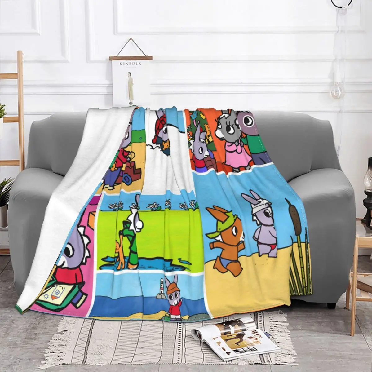 Trotro Collage Blanket Fleece Autumn Winter Cute Cartoon Portable Super Soft Throw Blanket for Sofa Office Plush Thin Quilt