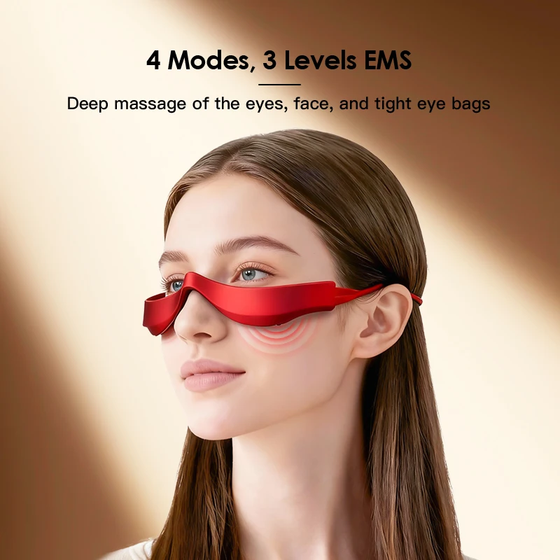 Przenośny masażer oczu z czerwonym światłem, urządzenie kosmetyczne 3D, łagodzi zmęczenie, redukuje cienie pod oczami i drobne linie, urządzenie kosmetyczne LED do oczu