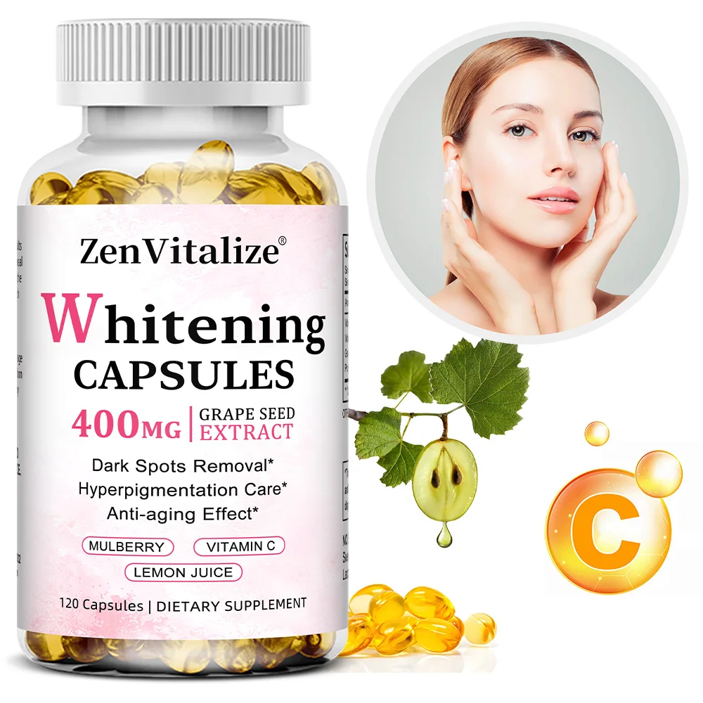 Whitening Capsules - Contains Vitamin C, Vitamin E, Grape Seed Extract and Proanthocyanidins - Anti-aging, Whitening, Hydrating
