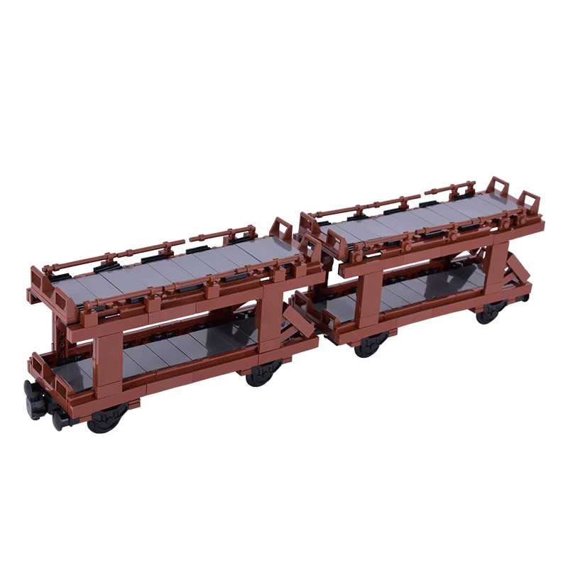 MOC Stadt Kreative Auto Fahrzeug Transporter Auto Träger Zug Schiene Bausteine Ziegel DIY Technische Spielzeug für kinder geschenke