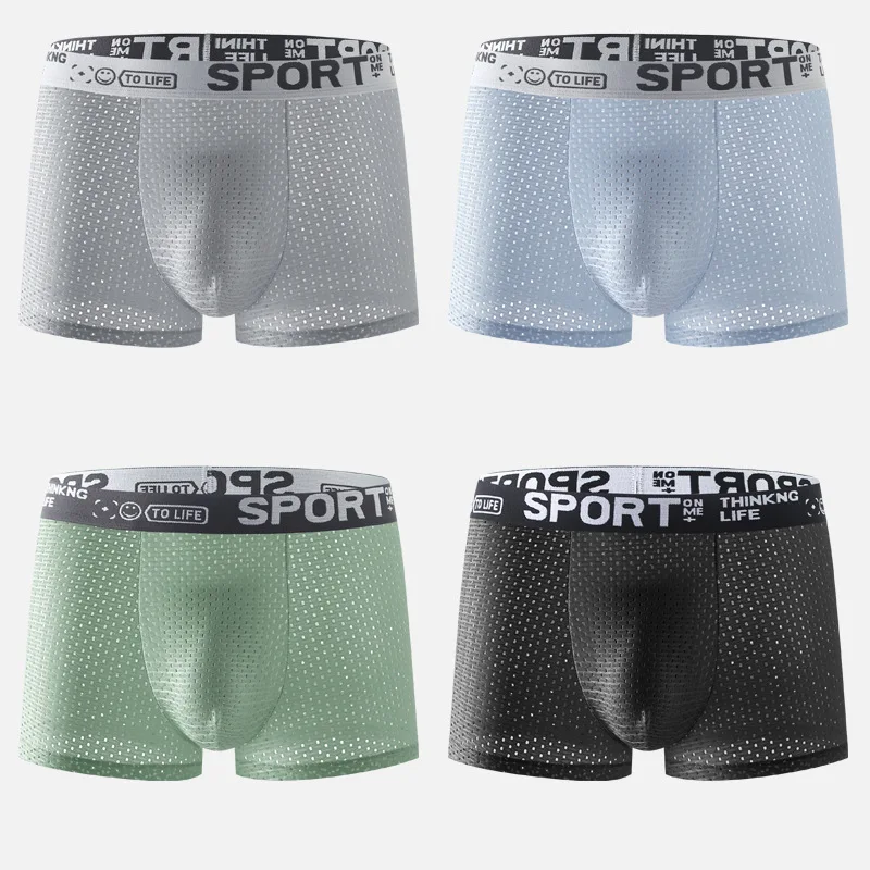 3pcs Men\'s Panties Boxers Men Underwear Boxer shorts Men Ropa Interior Hombre Calzoncillos Breathable Mesh Ice silk Men\'s Boxer