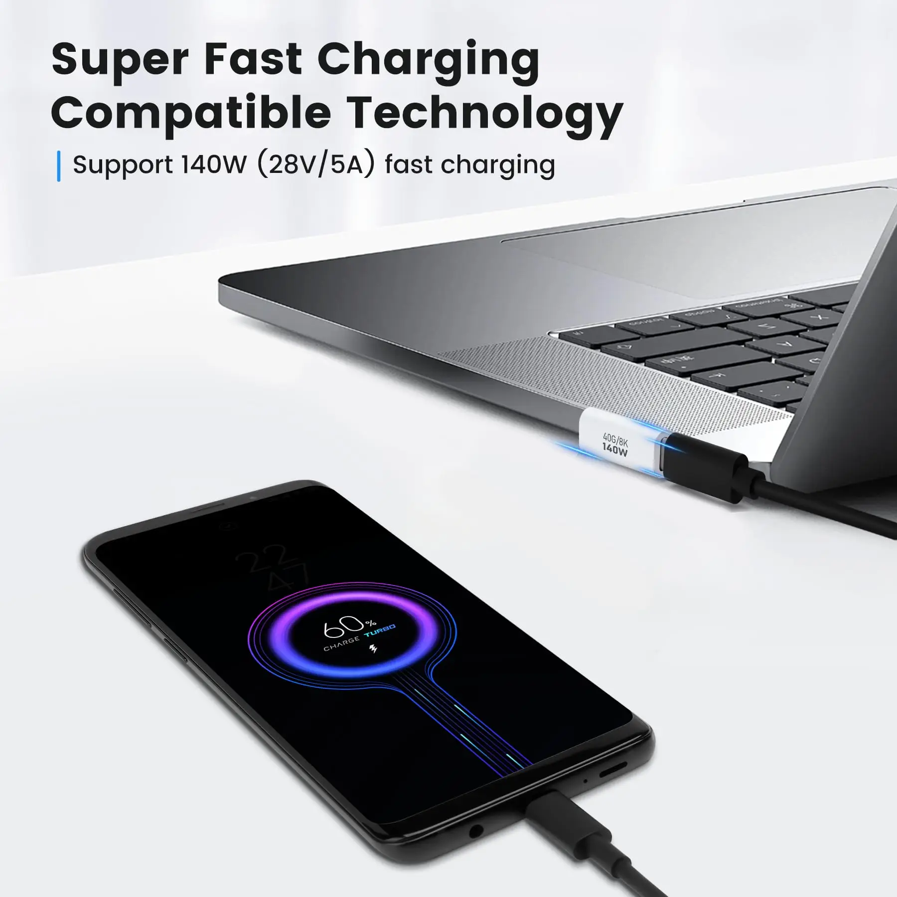 Adaptor USB C PD 140W 40Gbps adaptor tipe C jantan ke betina USB C 4.0 konektor Transfer Data untuk iPhone 15 Samsung MacBook 2Pac