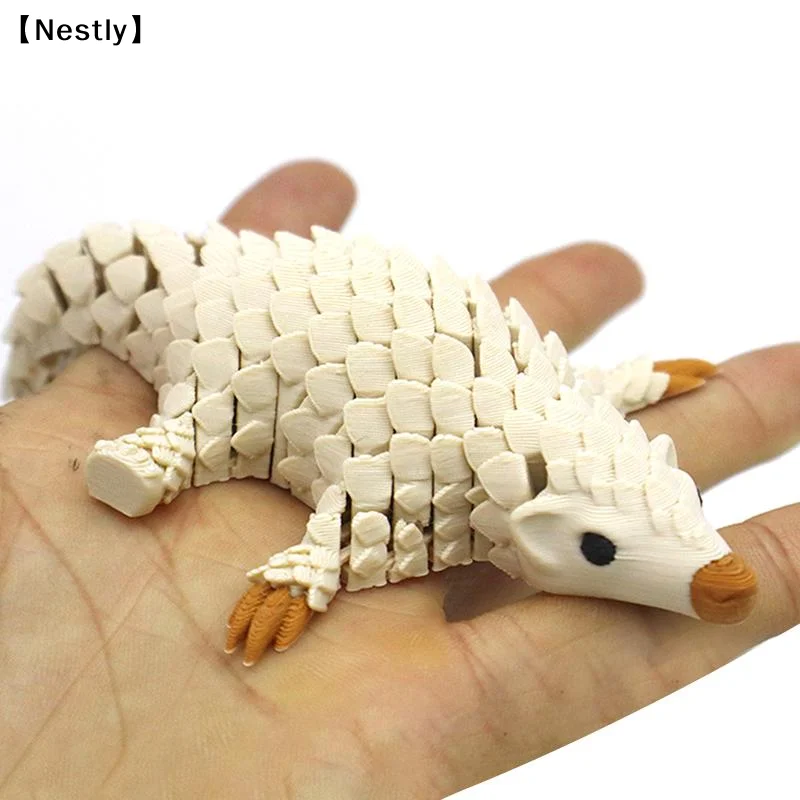 1Pcs Animal Model 3D Printed Articulated Pangolin Sculpture Interlocking Plates Desktop Decor Collector Gift Home Access〔Nest〕