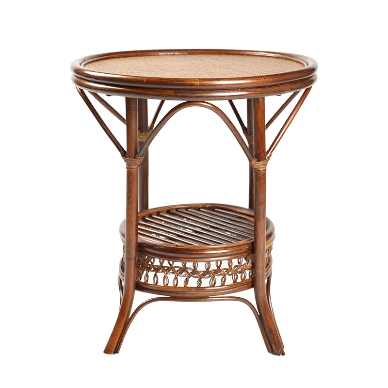 XL Tea Table Natural Real Cane Tea Table Hand-Woven Balcony Teahouse Cane Tea Table