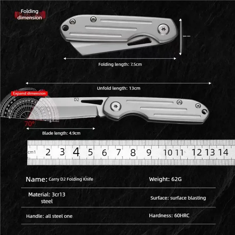 Outdoor Keychain Pocket Knife for Men Stainless Steel Camping Tactical Folding Blade EDC Hunting and Fishing Survival Hand Tools