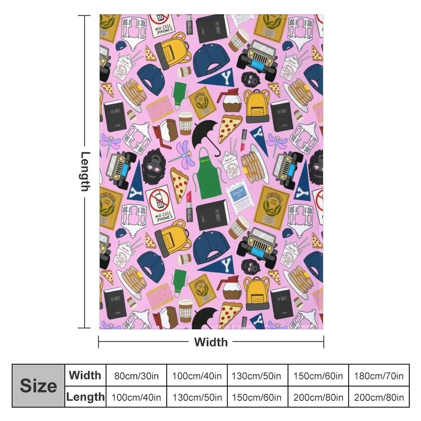 Ultimate Fan Pattern Icons All Over Print Pink Pack Throw Blanket Soft Big Thermals For Travel Blankets