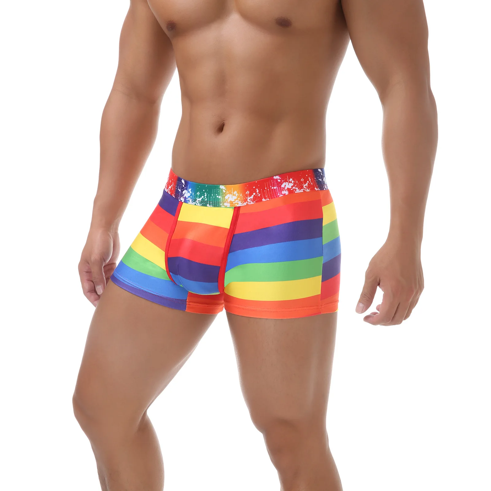 Men sexy Trunks For Rainbow Boxers Breathable Quick-drying Beach Shorts Underwear U-convex Panties Men Underpants Daily Wear