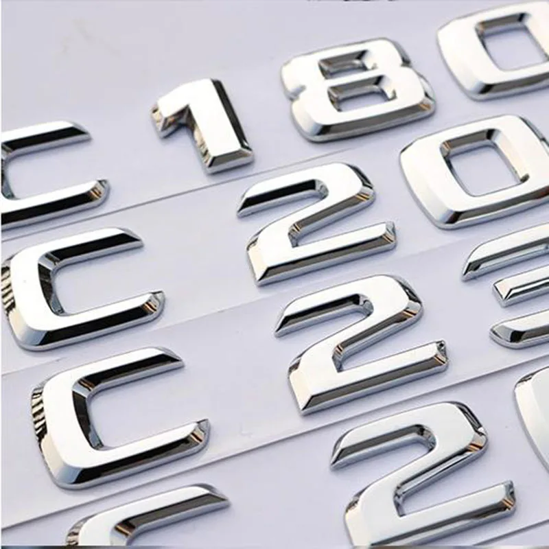 3D ABS Car Rear Trunk Badge Letters Sticker C180 C200 C220 C280 Emblem Logo For Old Style Mercedes Benz C Series Accessories