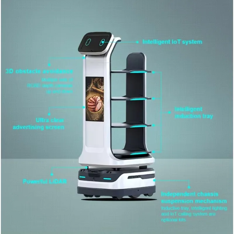 توريد التكنولوجيا الجديدة آمنة وذكية روبوت التسليم مطعم روبوت النادل روبوت توصيل الطعام