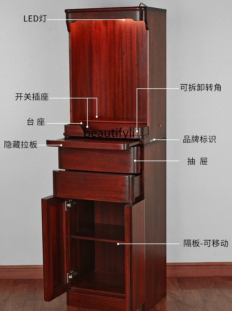 Buddha Shrine Clothes Closet Household Altar Teak Solid Wood Doorless Vertical Shrine Buddha Cabinet