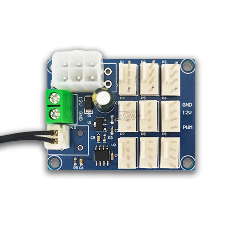 Scheda di controllo della ventola PWM a 9 canali regolatore di velocità di controllo della temperatura NTC regolatore di velocità multidirezionale della ventola della cassa del Computer 12V