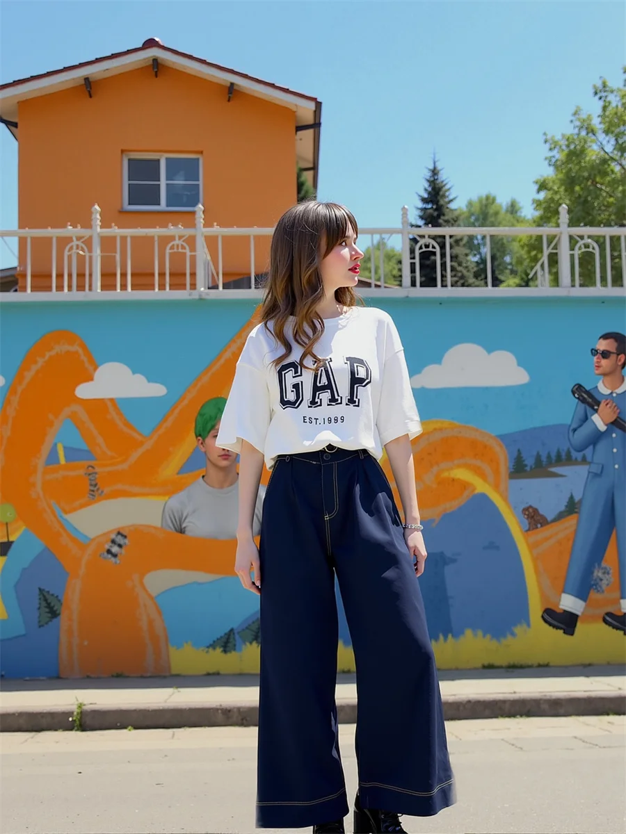 

Мешковатые джинсы с широкими штанинами, женские свободные джинсы с манжетами, повседневные свободные модные брюки, женские винтажные базовые брюки с высокой талией, весна-осень