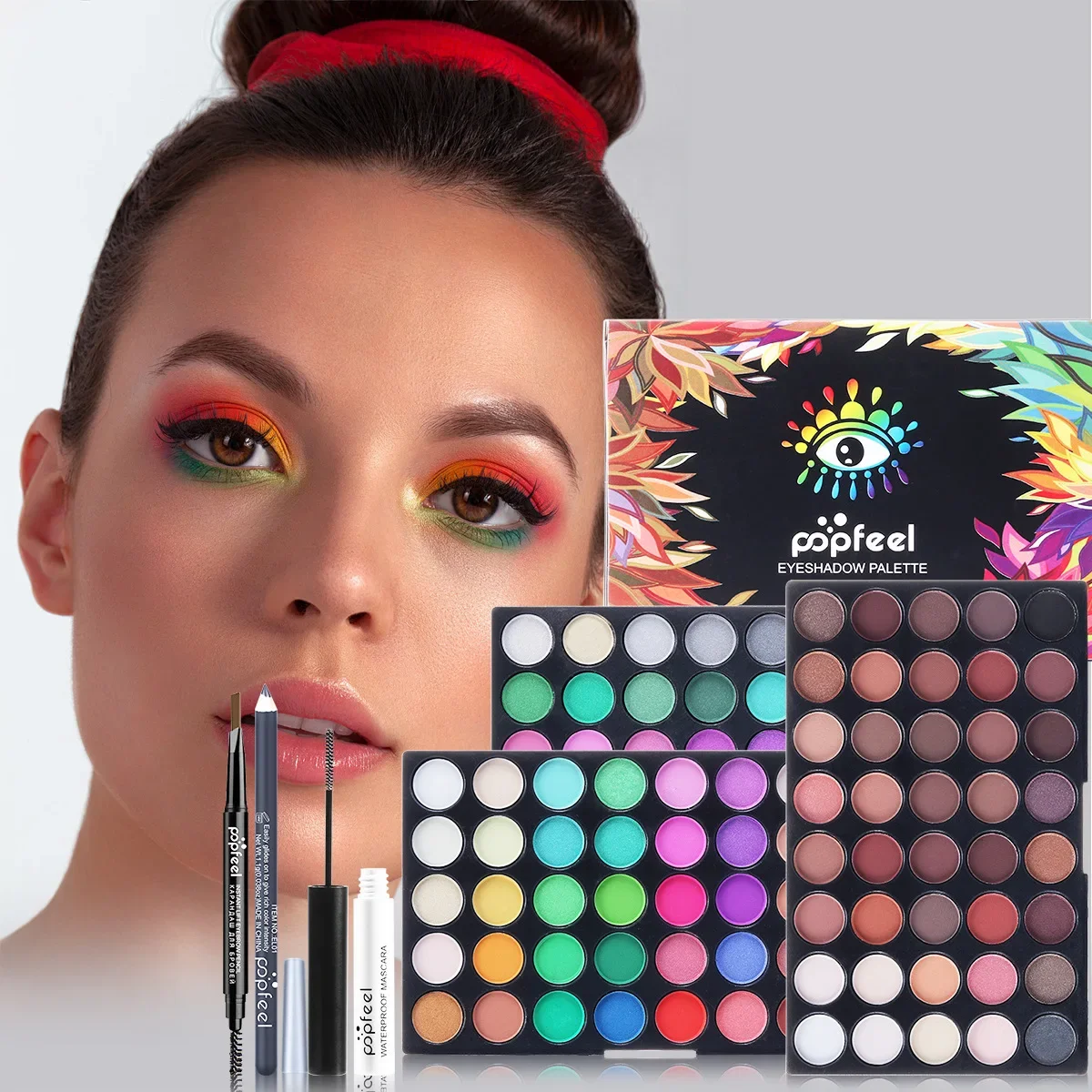 Kit de maquillaje Popfeel de edición limitada, conjunto completo todo en uno, sombra de ojos, delineador de ojos, base en polvo para cejas, juegos de lujo, regalos, cosméticos para mujer