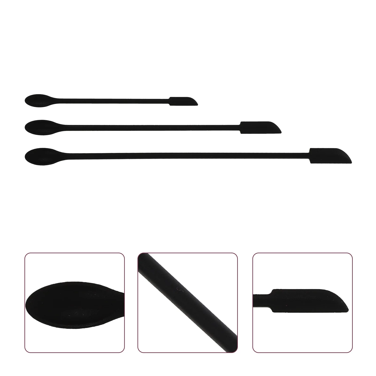 Raspadores de silicona de alta calidad, herramientas prácticas para hornear, espátula de silicona negra fácil de usar, espátula de doble cabeza, 3 uds.