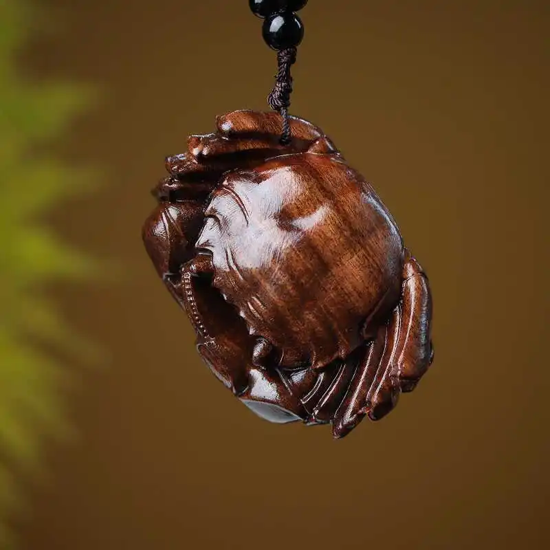 Wood Carving Lucky Crab Hand Pieces Wealth Comes from Every Direction Crafts Men's Portable Plaything Car Pendant Ornaments