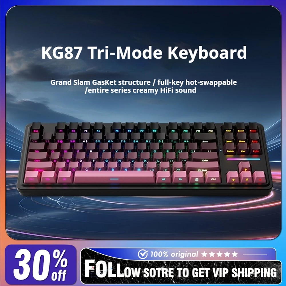 

KG87 Three-mode Keyboard Gasket Structure 87-key Hot Swap Customized RGB 8000MAh Long Battery Life E-sports Gaming Keyboard