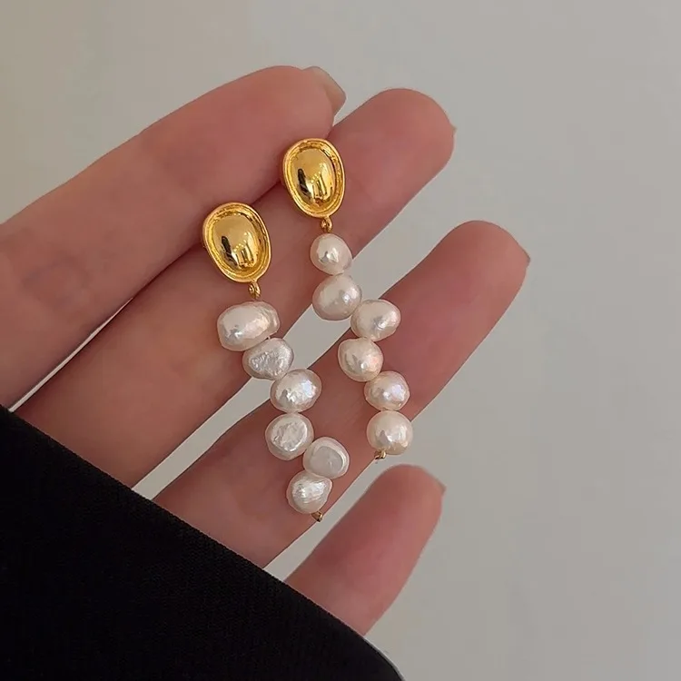 

Dainashi 5-6mm Baroque Freshwater Pearl Drop Earrings for Women 4cm Length Flower Pearl Earrings Jewelry Gift 2026 New Arrivals