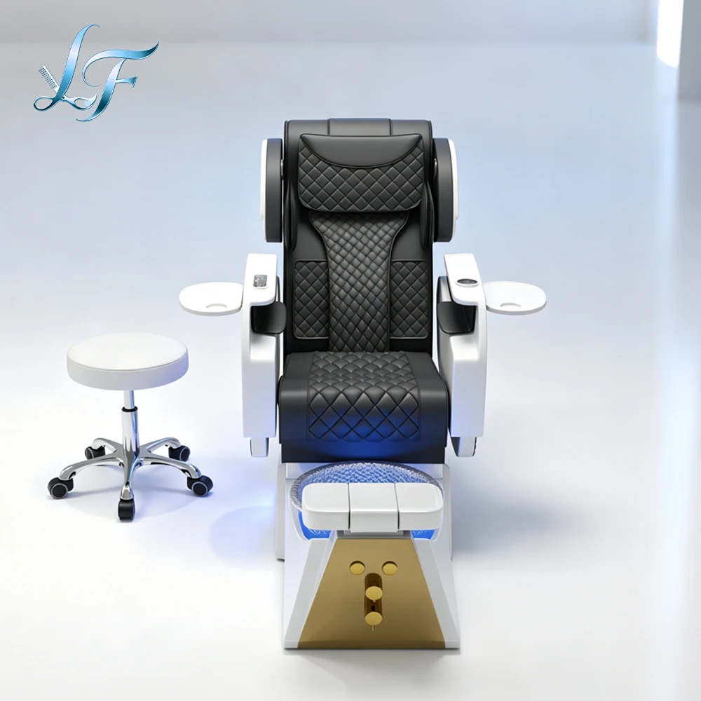Premium Stylish Comfortable Hydromassage Pedicure Spa Chair Electric Adjustable Reclining Seat With Led Light For Nail Salon