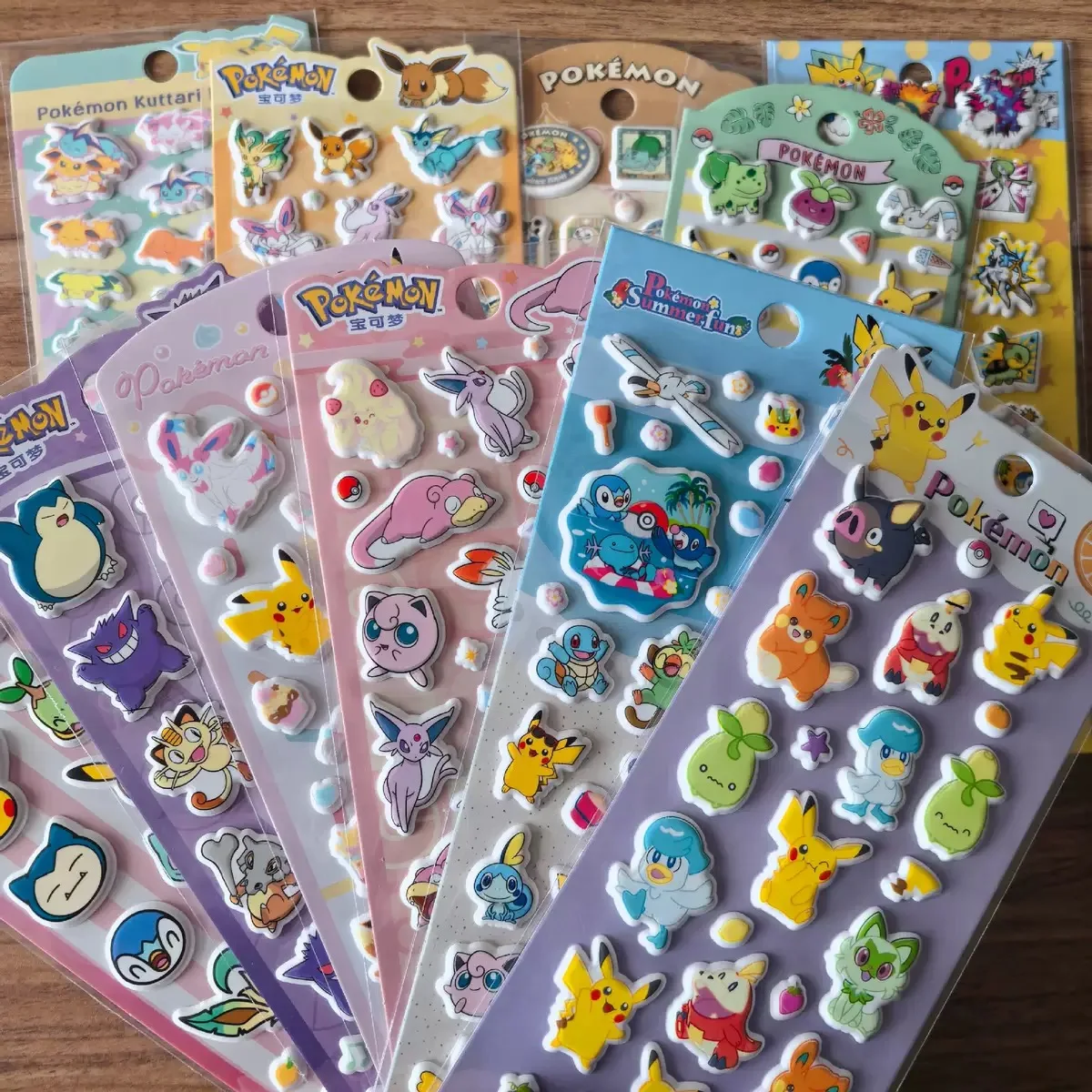 

Pokémon series sponge stickers 3D embossed Pikachu stickers full set, perfect for trading and decorating phone cases