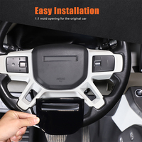 For Land Rover Defender 90 110 130 2022-2025 PVC Black Car Steering Wheel Logo Panel Cover Trim Sticker Interior Car Accessories
