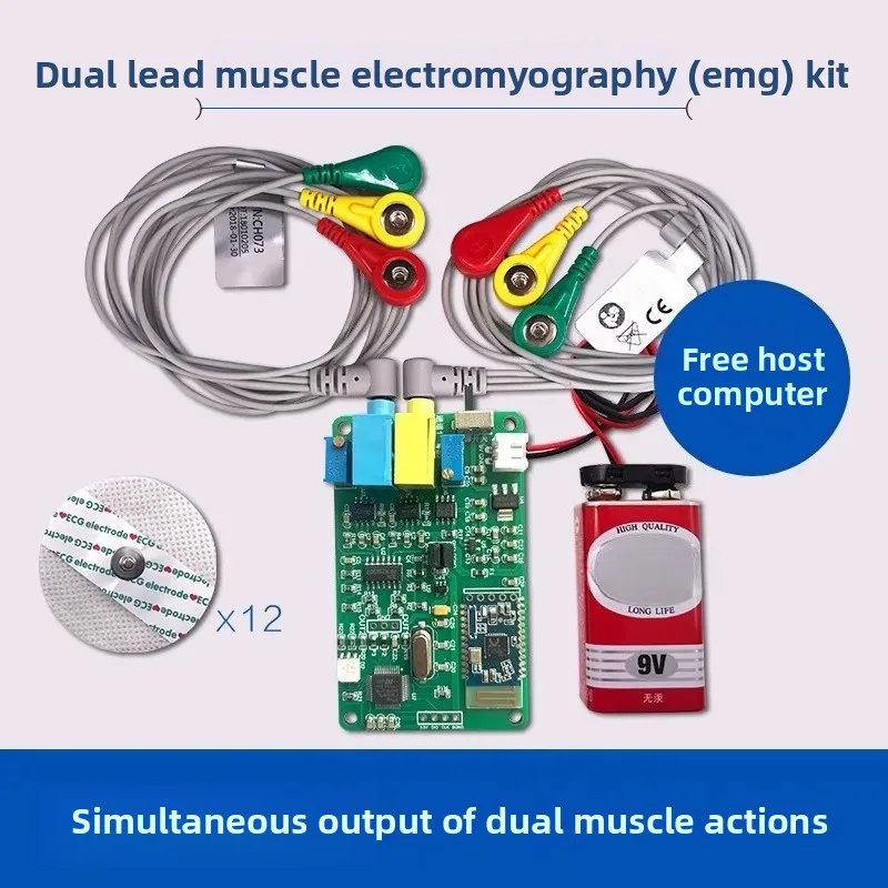 Sensor EMG de doble canal, adquisición inalámbrica de señales EMG de superficie