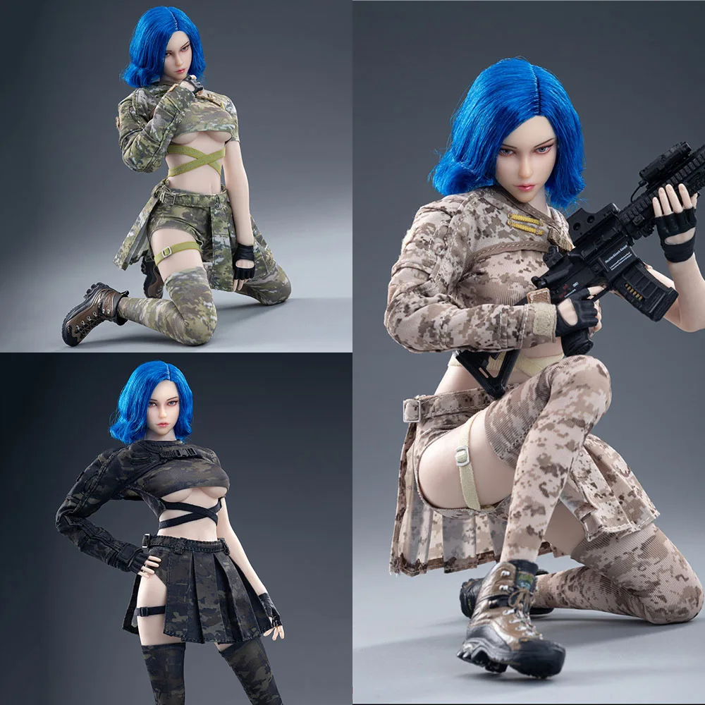 FG091 1/6 Scale Female Armed Girl Costume Camouflage Combat Suit Top Pleated Skirt Model for 12'' TBL S10D Action Figure