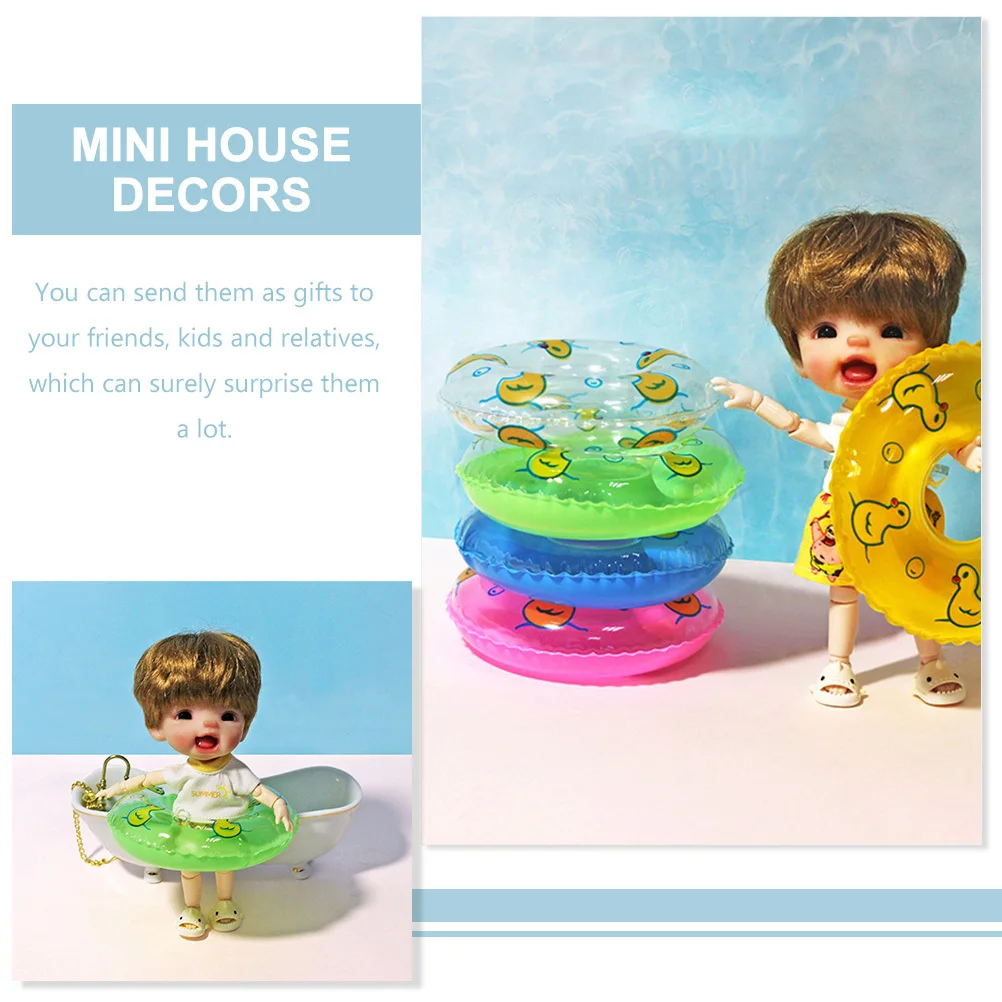 

10Pcs Mini Swim Rings PVC Material Mini House Swimming Rings Pretend Play Props Kids Hands-on Skill Cultivation Miniature