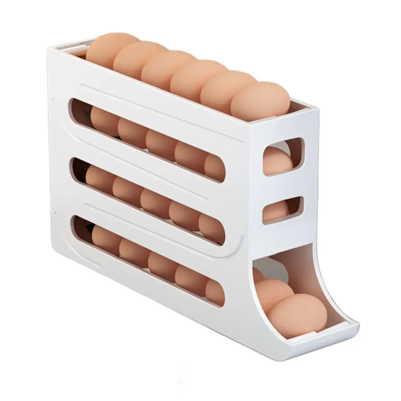 Refrigerator Egg Storage Box, 4 Tier Rolling Egg Holder Dispenser, Kitchen Automatic Scrolling Egg Holder Kitchen