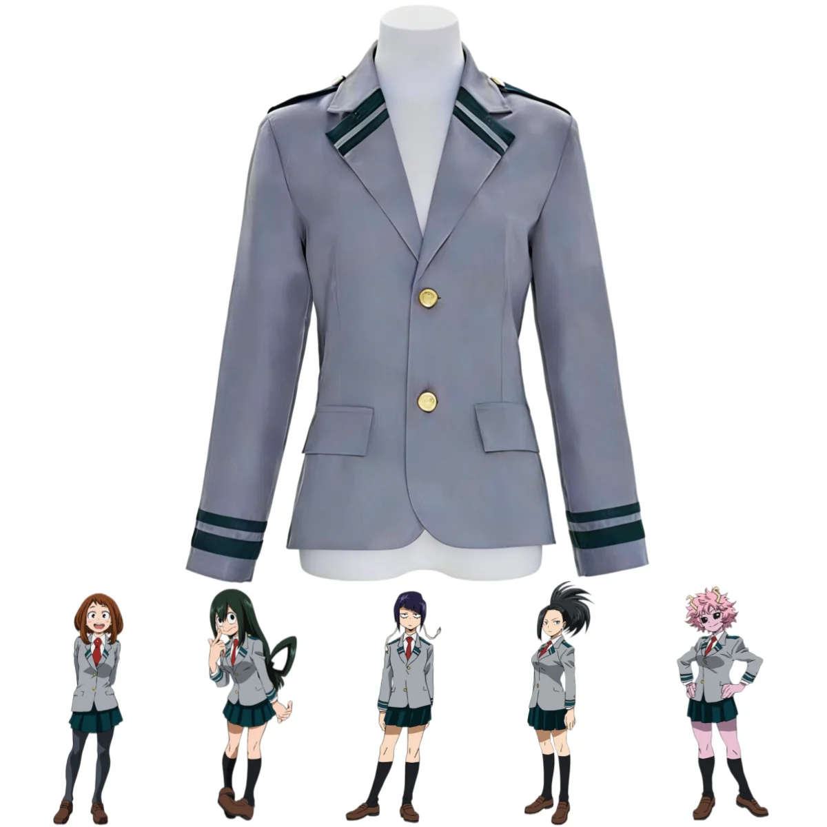 Chaqueta de Cosplay de Anime My Hero Academia, Uniforme Escolar Femenino, Ochaco Uraraka, Tsuyu Asui, Momo Yaoyorozu, para Halloween