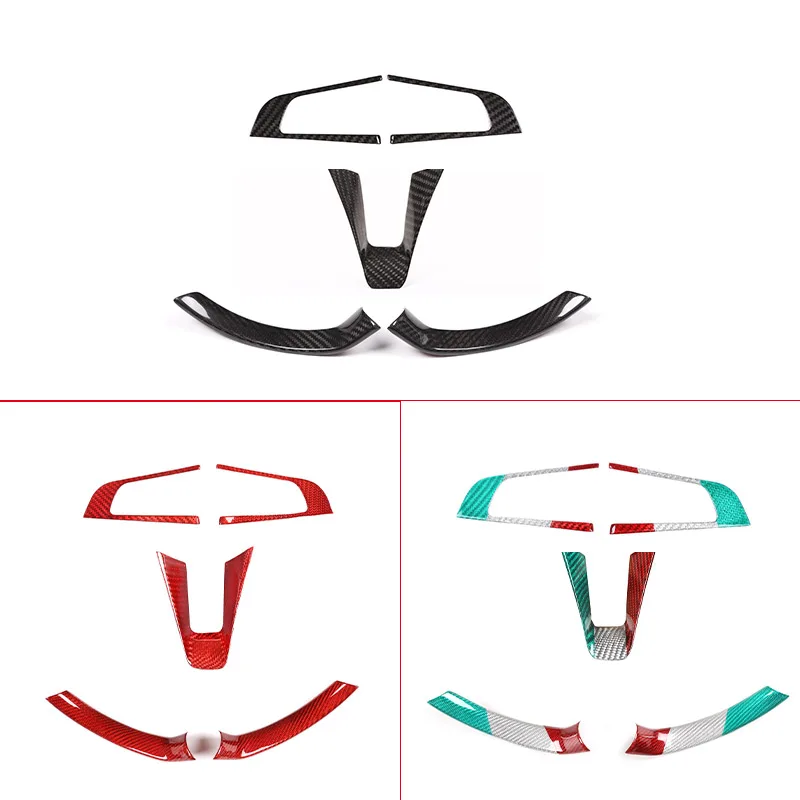 Hub Caps Real Carbon Fiber For Alfa Romeo Stelvio Giulia 2017-2019 Car Steering Wheel Decorative Frame Sticker Car Interior Acce