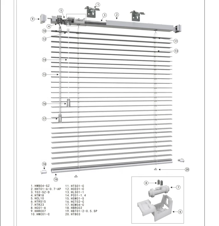 Borla plástica de controle de cabo de decoração de obturador para persianas venezianas ou persianas horizontais com certificados SVHC e POPs