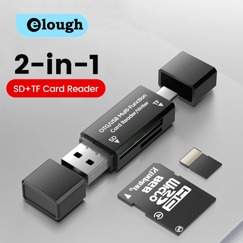 2-in-1 Card Reader USB2.0 High Speed Read Micro SD TF Memory Card USB Flash Drive Cardreader Adapter for PC Laptop Accessories