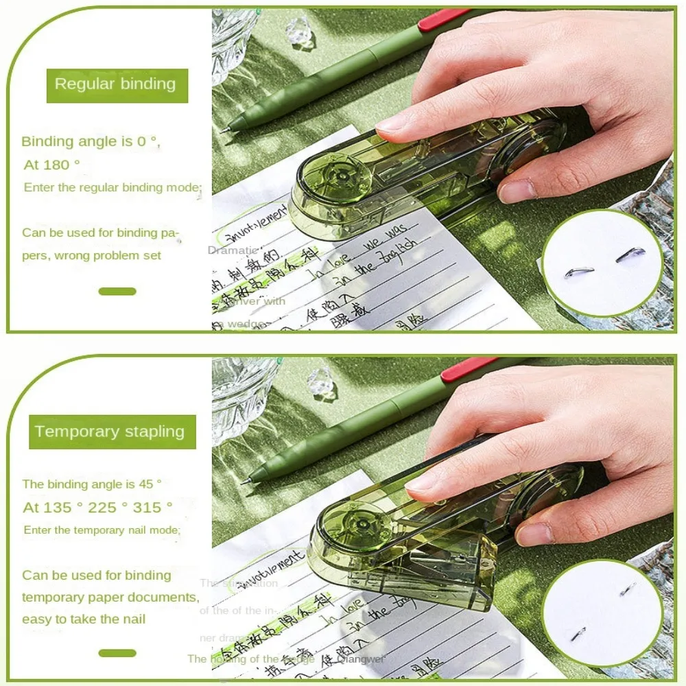 Manual 360° Rotatable Stapler Bookbinding Tool Plastic Transparent Stapler Creative Portable Book Binding Machines Student