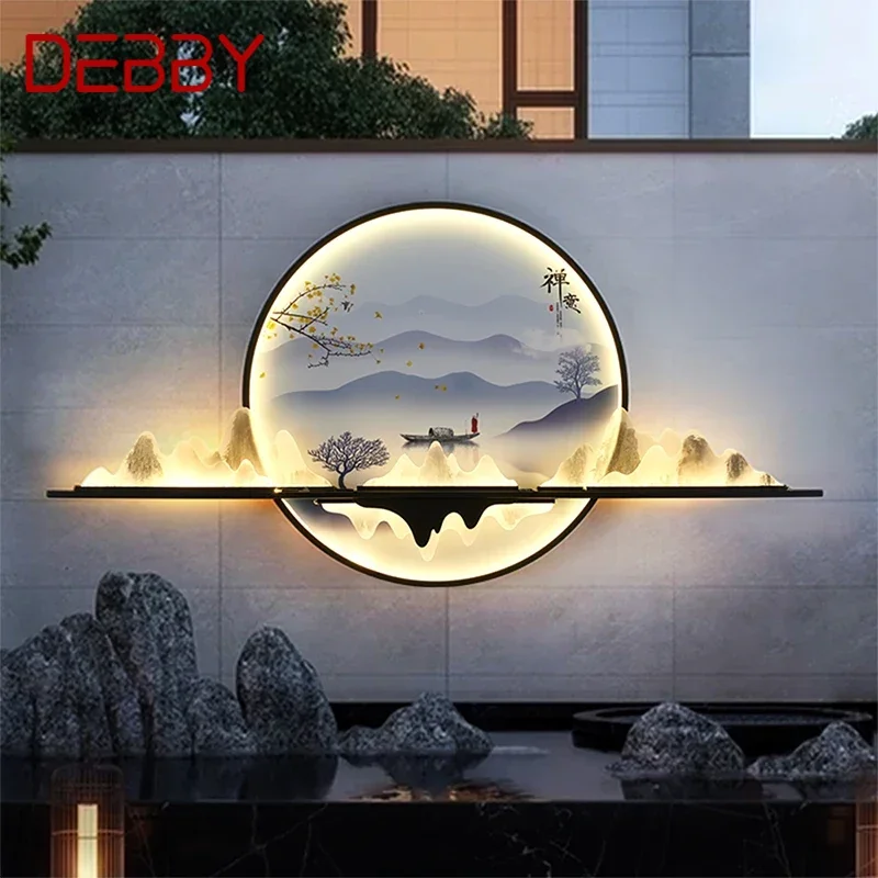 

DEBBY Solar Outdoor Mural Lamp 1 Meter Diameter Circular Landscape Waterproof Mural Villa Courtyard Garden Decoration Painting