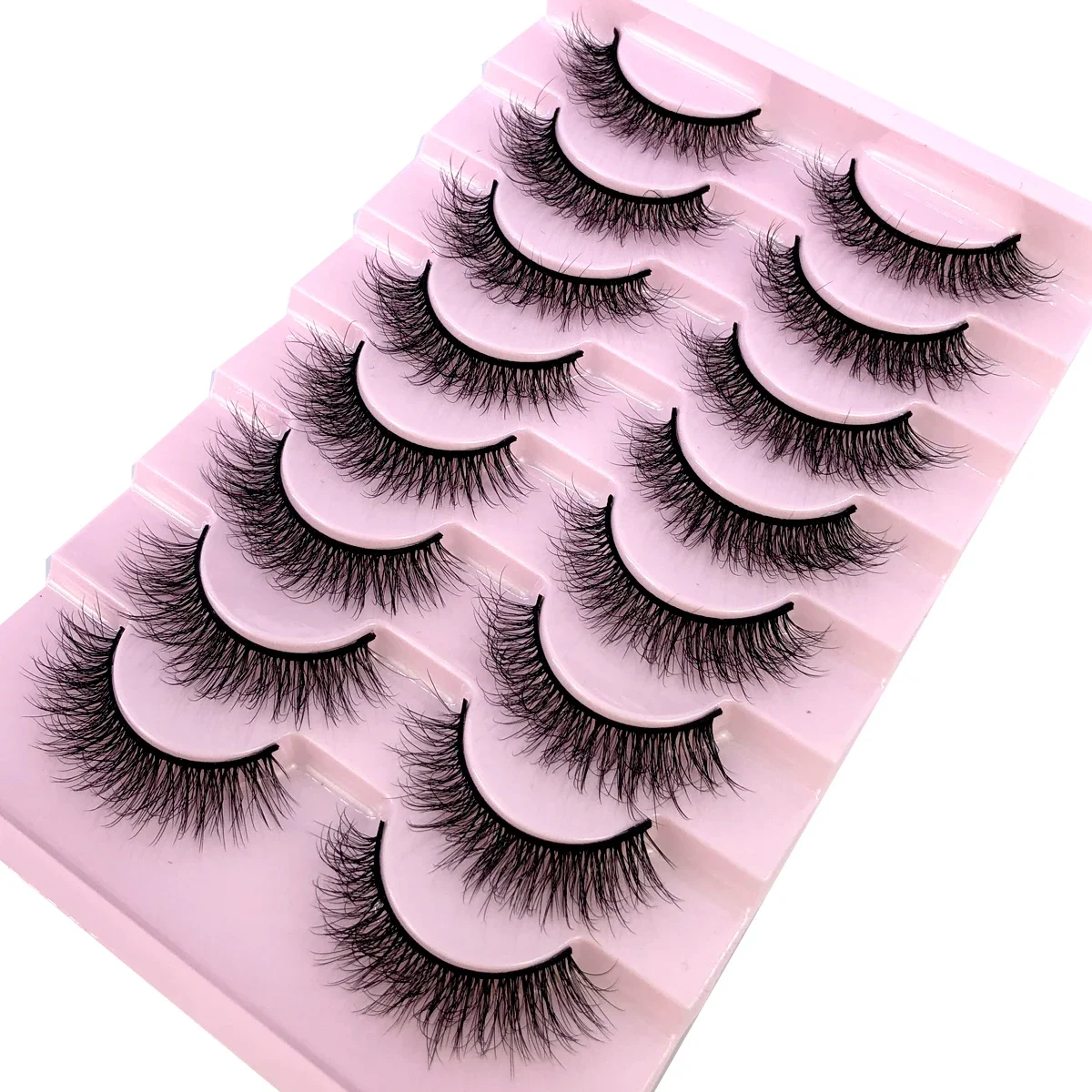 8 pairs of natural long makeup false eyelashes 3D artificial mink eyes eyelash extension beauty