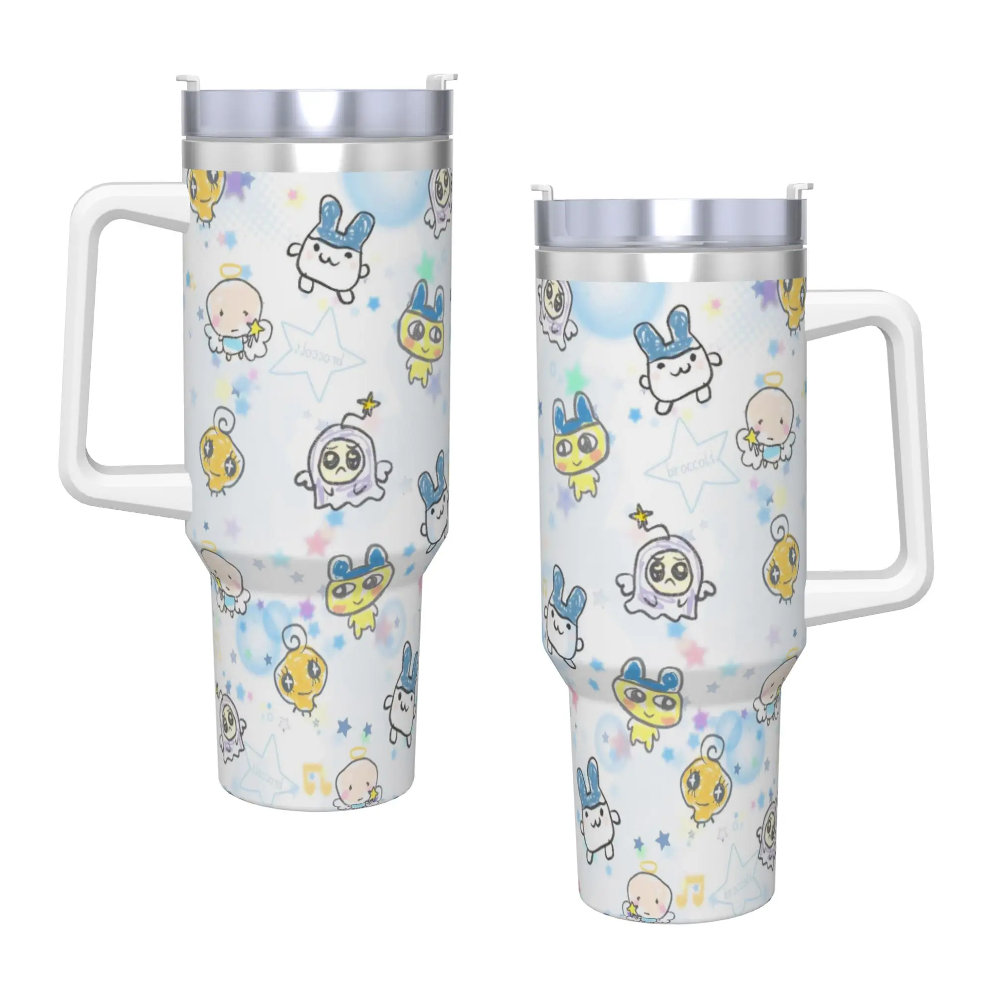 Stainless Steel Tumbler Tamagotchis Mametchi   Coffee Mug  Leakproof Hot Drinks Mugs Cup Driving Custom Water Bottle