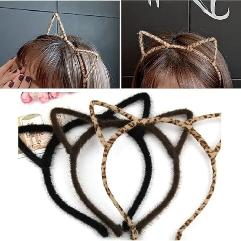 Cat Ear HeadbandsPlastic Cat Hair HoopsDaily Decorations Lovely Headwear Cats AccessoriesFluffy Hair Hoop for Girls and Adult