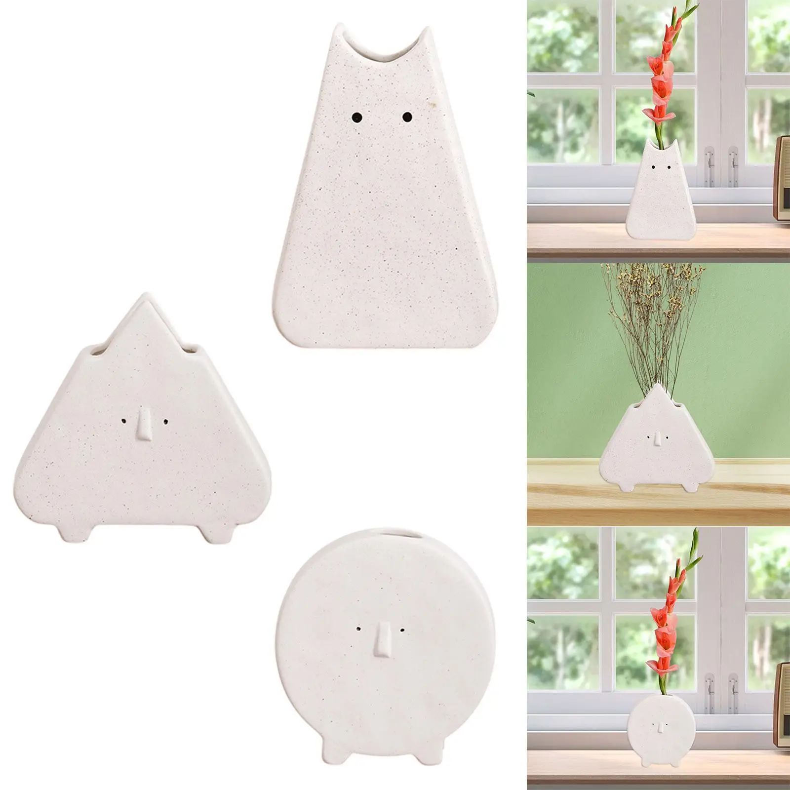 Ceramic Flower Vase Modern Simple Desktop Ornament for Party Bedside Bedroom