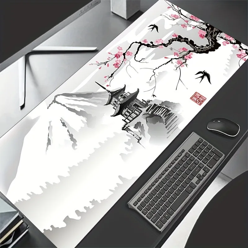 

Japanese Style Mount Fuji Cherry Blossom Sakura Mouse Pad Gamer XL Large Mousepad XXL 90x40 Desk Mats Keyboard Rubber Table Mat